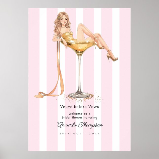 Änka före bröllopslöften Champagne Bröllopsdusch V Poster (Framsidan)
