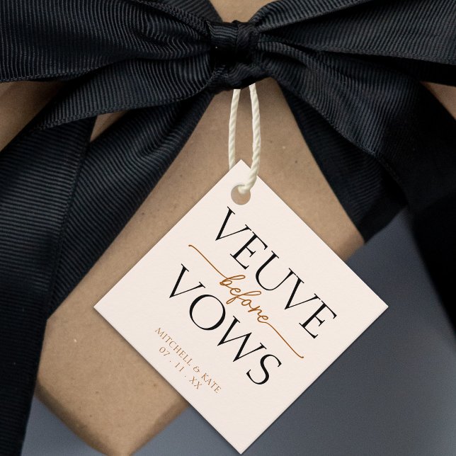 Änka före bröllopslöften Tan Brun Bröllopsdusch Gåvor Etiketter (Veuve Before Vows Tan Brown Bridal Shower Favor Tags
)