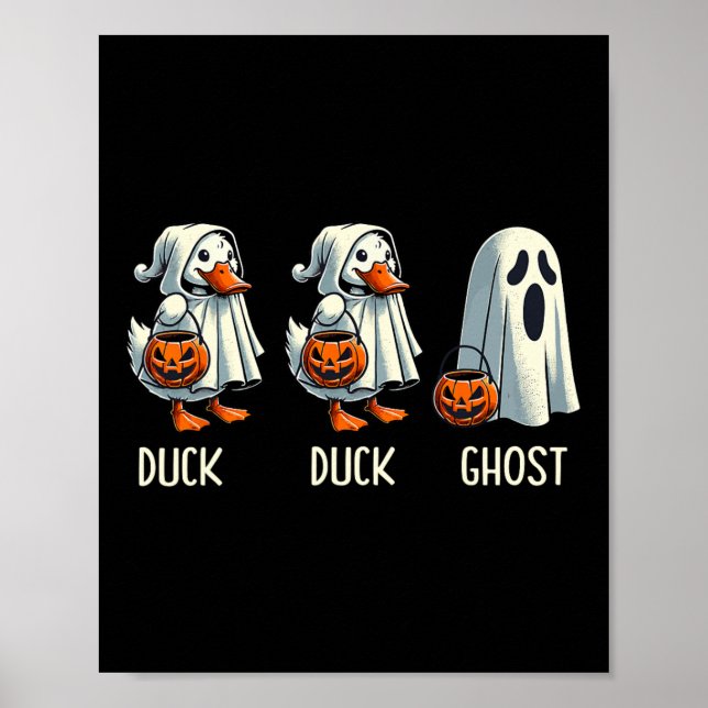 Anka Ghost Pun Trunk eller Treat Bus eller godis F Poster (Framsidan)