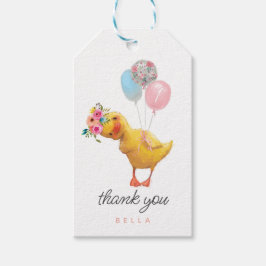 Anka Gift-Märkre, Blommigt Duckling Birthday Favor Presentetikett