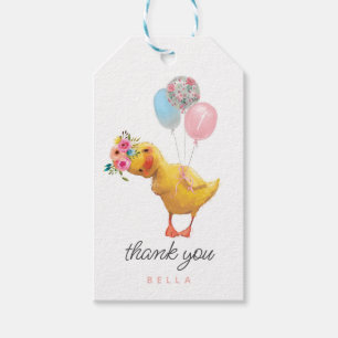 Anka Gift-Märkre, Blommigt Duckling Birthday Favor Presentetikett