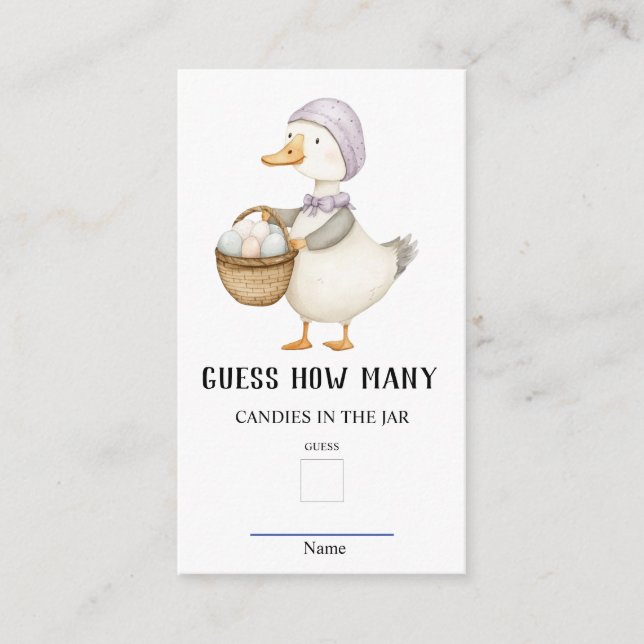 Anka Gissa Hur Många Baby Shower-spel  Tilläggskort (Framsida)
