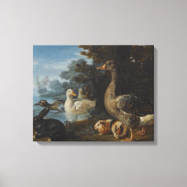 Anka Guinea Grisar och en kanin i ett trädbevuxet  Canvastryck