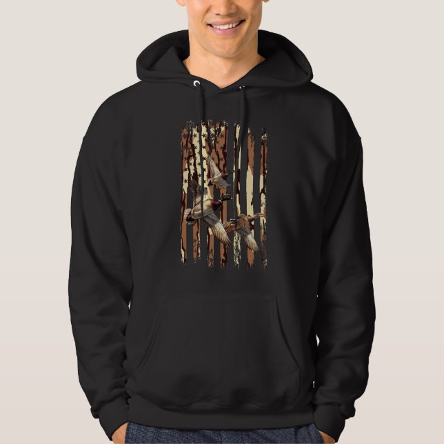 Anka Hunt American Flagga Waterfowl Bottomland Cam Hoodie (Framsida)