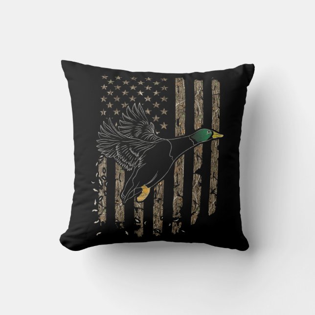 Anka Hunter American Flagga Waterfowl Hunting Camo Kudde (Framsida)