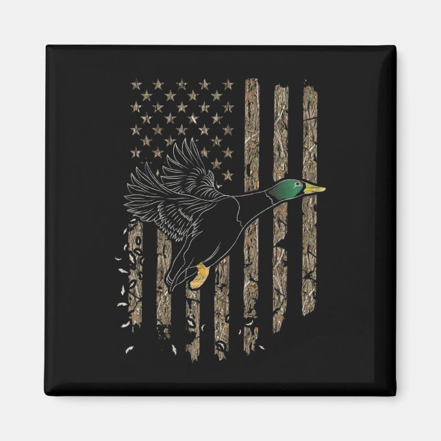 Anka Hunter American Flagga Waterfowl Hunting Camo Magnet (Framsidan)