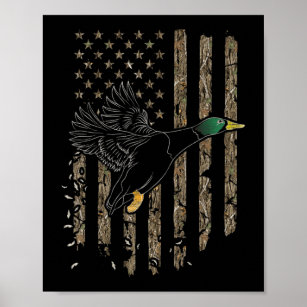 Anka Hunter American Flagga Waterfowl Hunting Camo Poster