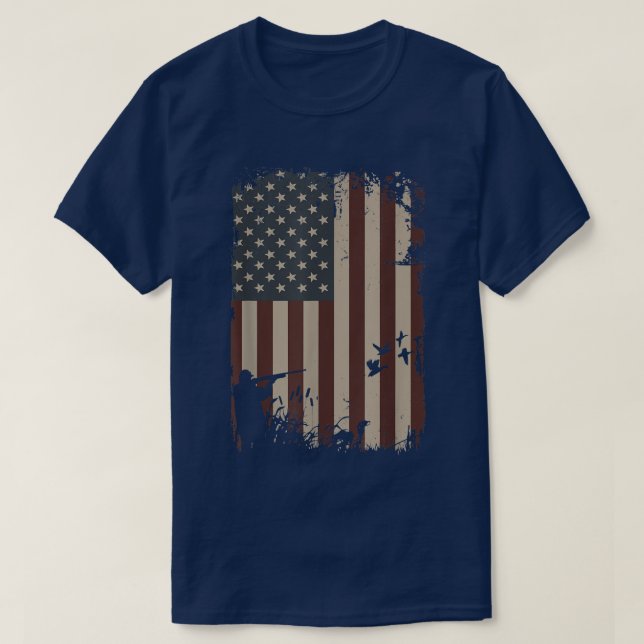 Anka Hunting American Flagga Hunter Anka Gif T Shirt (Design framsida)