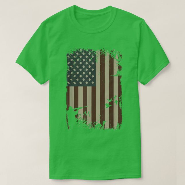 Anka Hunting American Flagga Hunter Anka Gif T Shirt (Design framsida)