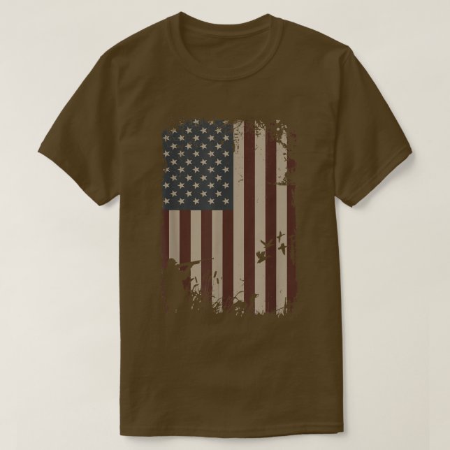Anka Hunting American Flagga Hunter Anka Gif T Shirt (Design framsida)