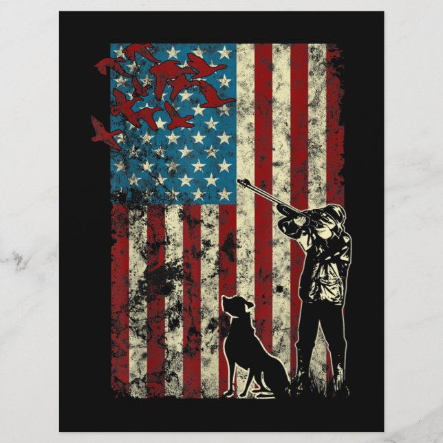 Anka Hunting Distress Patriotic American Flagga Brevhuvud (Framsida)