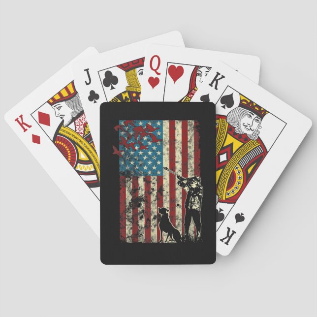 Anka Hunting Distress Patriotic American Flagga Casinokort (Baksidan)