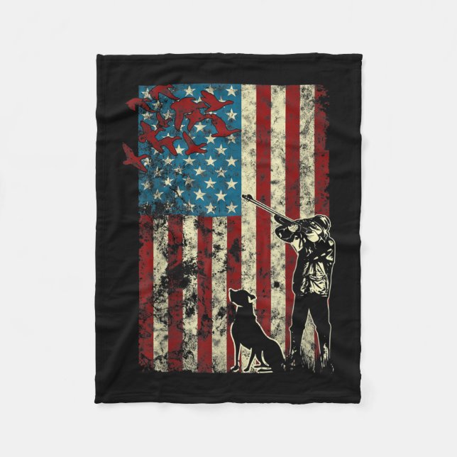 Anka Hunting Distress Patriotic American Flagga Fleecefilt (Framsidan)