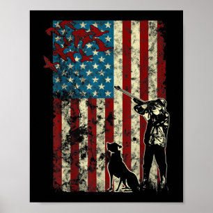 Anka Hunting Distress Patriotic American Flagga Poster