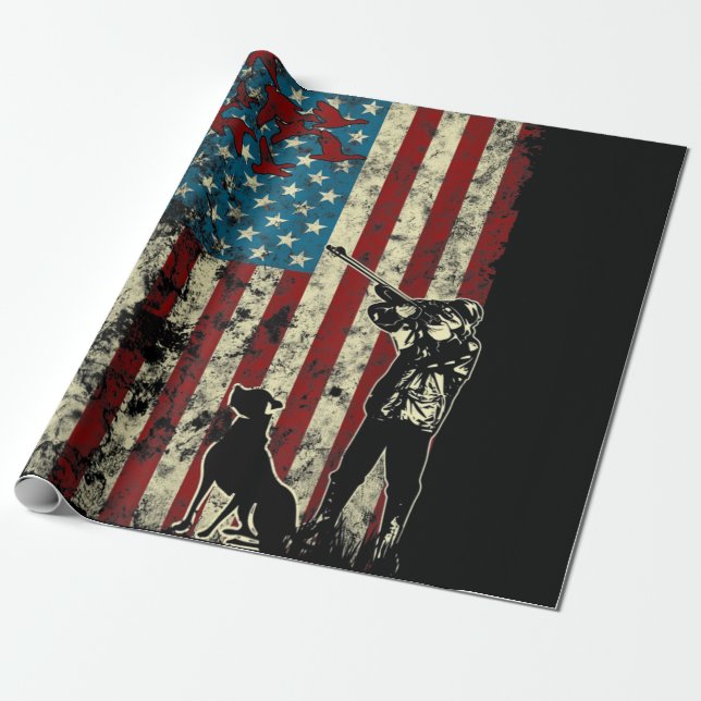 Anka Hunting Distress Patriotic American Flagga Presentpapper (Utrullad)