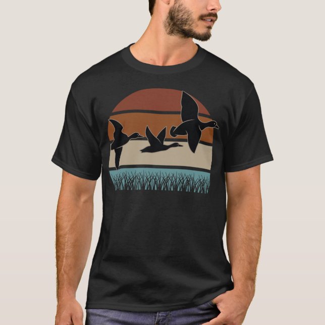 Anka Hunting Retro Sunset for Hunter-hämmare bul T Shirt (Framsida)