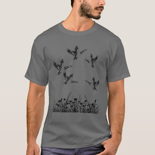 Anka Hunting Scene Shooting Mallard Waterfowler Hu T Shirt (Framsida)