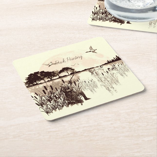 Anka Hunting Underlägg Papper Kvadrat (Vinklad)