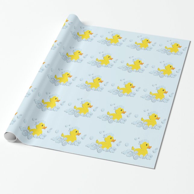 Anka i Blue Bubbles Baby Shower Presentpapper (Utrullad)