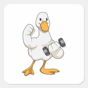 Anka i Bodybuilding med Dumbbell Fyrkantigt Klistermärke
