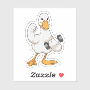Anka i Bodybuilding med Dumbbell Klistermärken