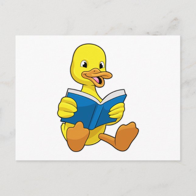 Anka i Reading med bok Vykort (Framsida)