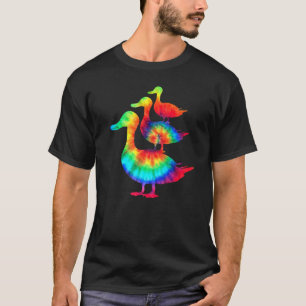 Anka i regnbågsfärger Tie Die Duck Söt Hippieanka T Shirt