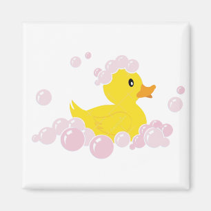 Anka i rosa bubblor magnet