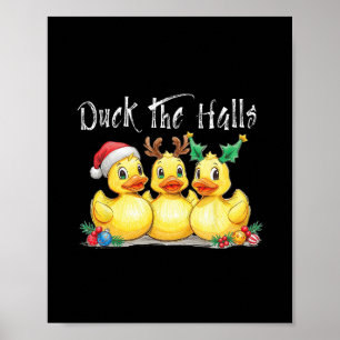 Anka julen Santa hatt Renhjort öron Julgran Jul Poster