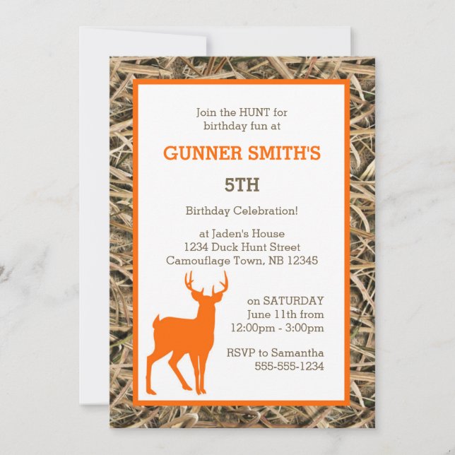 Anka Kamouflage / Kamouflage Buck Födelsedagsfest Inbjudningar (Framsida)