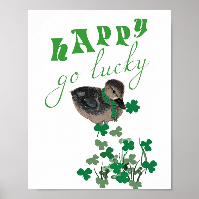 Anka Klöver Lycklig Go Lucky St patrick's day Poster (Framsidan)
