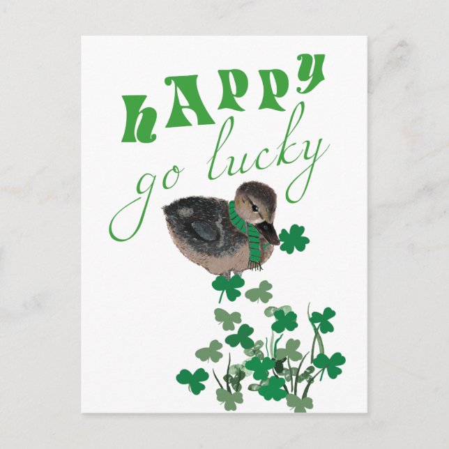 Anka Klöver Lycklig Go Lucky St patrick's day Vykort (Framsida)