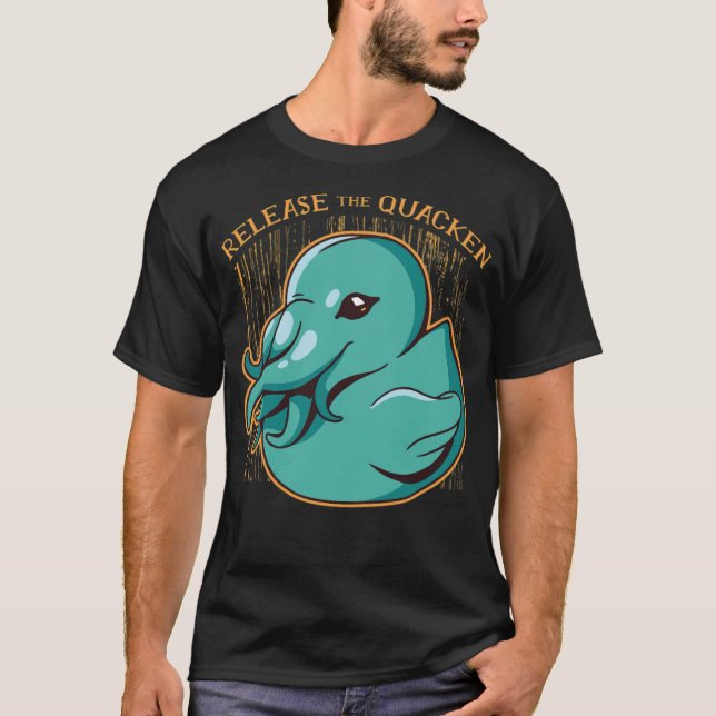 Anka kraken frigör kvackens lustiga gummiboxare t shirt (Framsida)