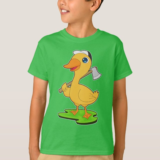 Anka Lumberjack Ax Forest T Shirt (Framsida)