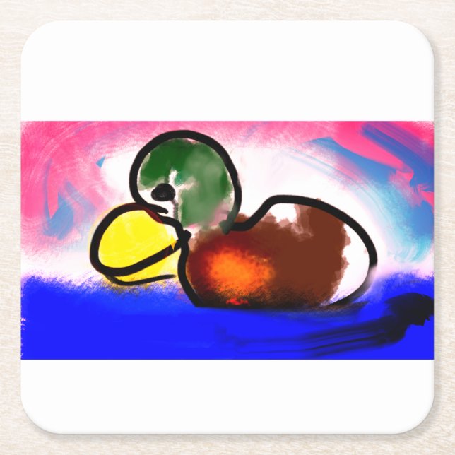 Anka Lycklig far Underlägg Papper Kvadrat (Framsidan)