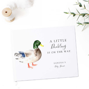 Anka Mallard Baby Shower Minimal Modern Elegant Gästböcker