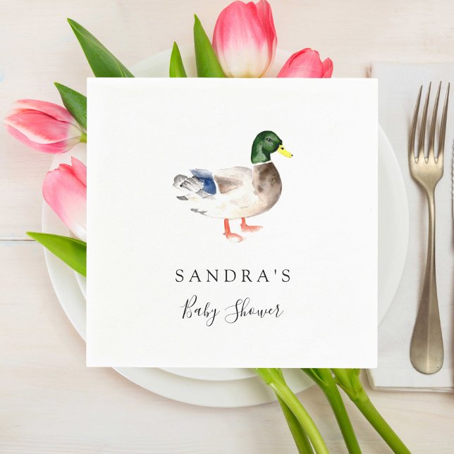 Anka Mallard Baby Shower Minimal Modern Elegant Pappersservett (Skapare uppladdad)