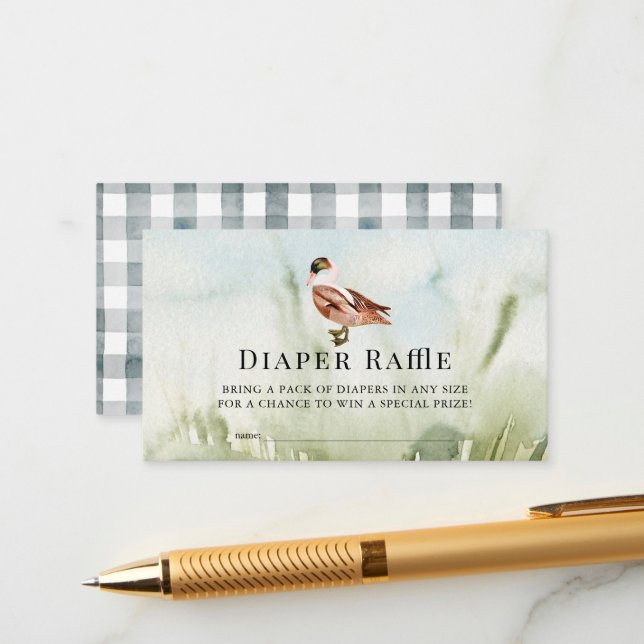 Anka/Mallard Watercolor Fält Diaper Raffle Biljett Tilläggskort (Fram/Back In Situ)