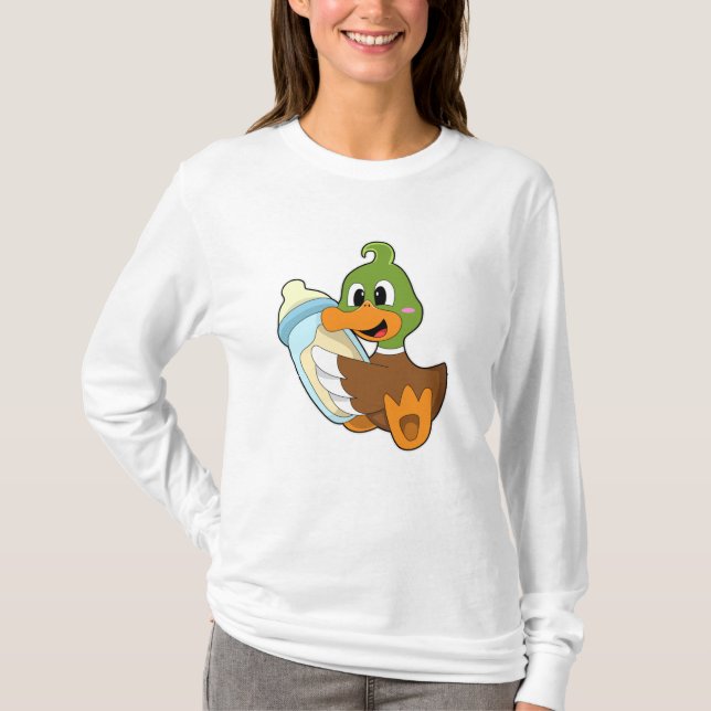 Anka med Flaska Mjölk T Shirt (Framsida)