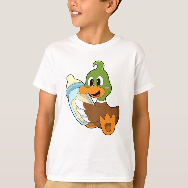 Anka med Flaska Mjölk T Shirt (Framsida)