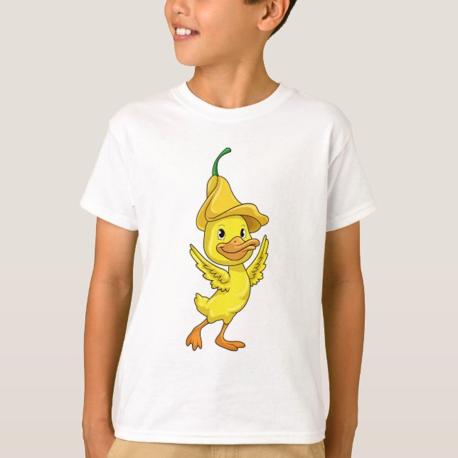 Anka med gult Bell Cap T Shirt (Framsida)