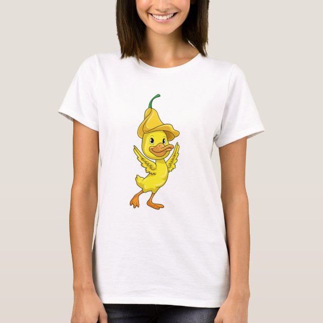 Anka med gult Bell Cap T Shirt (Framsida)