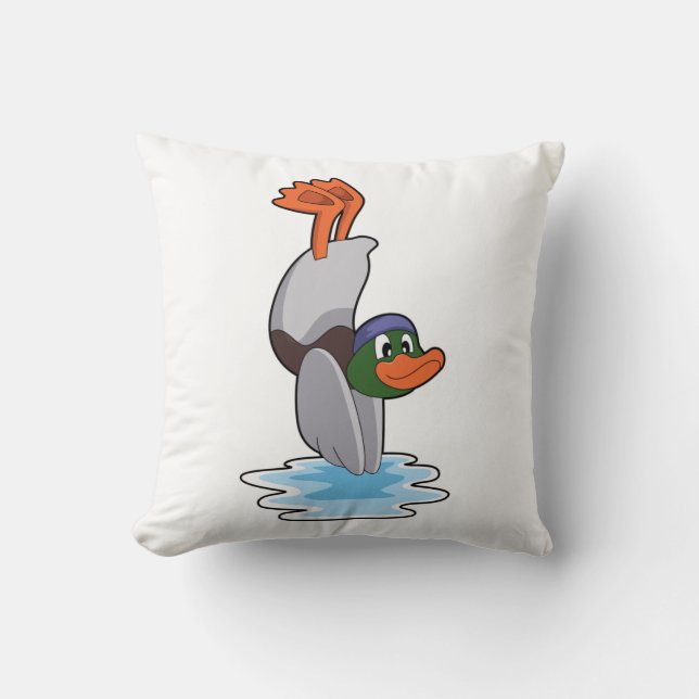 Anka med handställ i Vatten.PNG Kudde (Framsida)