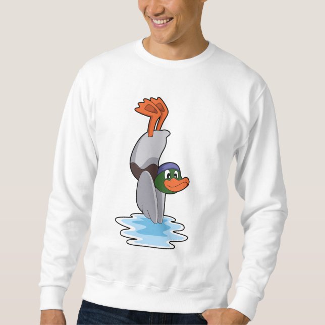 Anka med handställ i Vatten.PNG Lång Ärmad Tröja (Framsida)