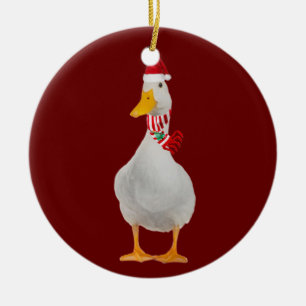 Anka med Hat Scaft jul Julgransprydnad Keramik