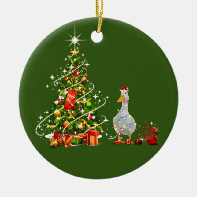 Anka med hög julafton julgransprydnad keramik (Framsidan)