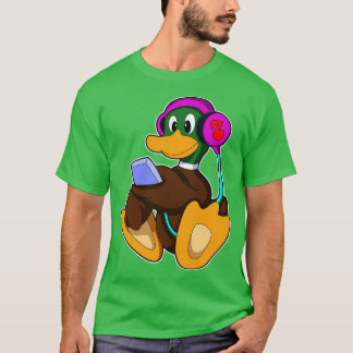 Anka med Mobil hörlurar T Shirt