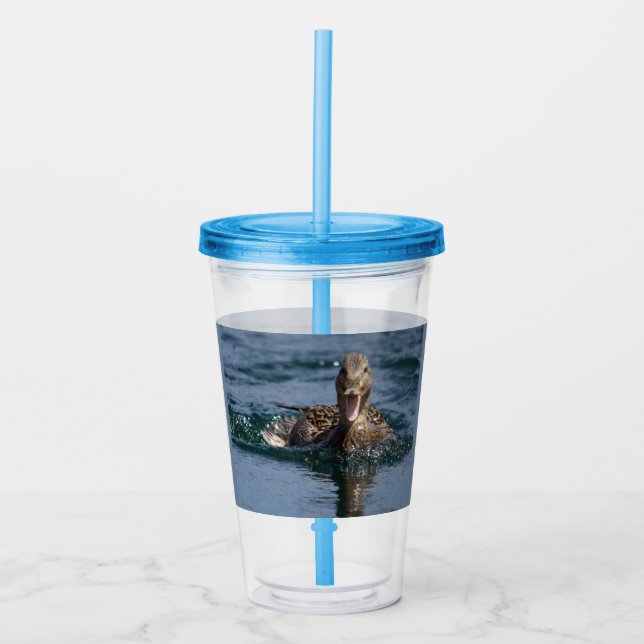 Anka med öppen näbb             take away mugg (Framsida)