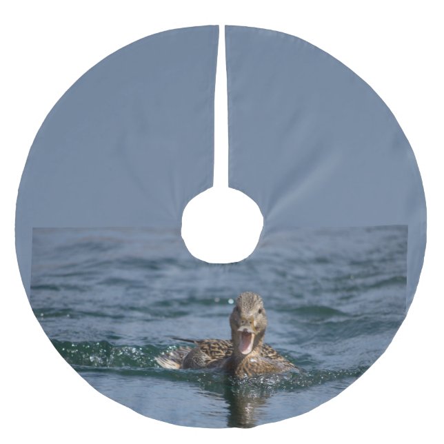 Anka med öppen topp julgransmatta borstad polyester (Framsidan)