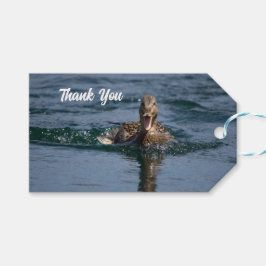 Anka med öppen topp presentetikett